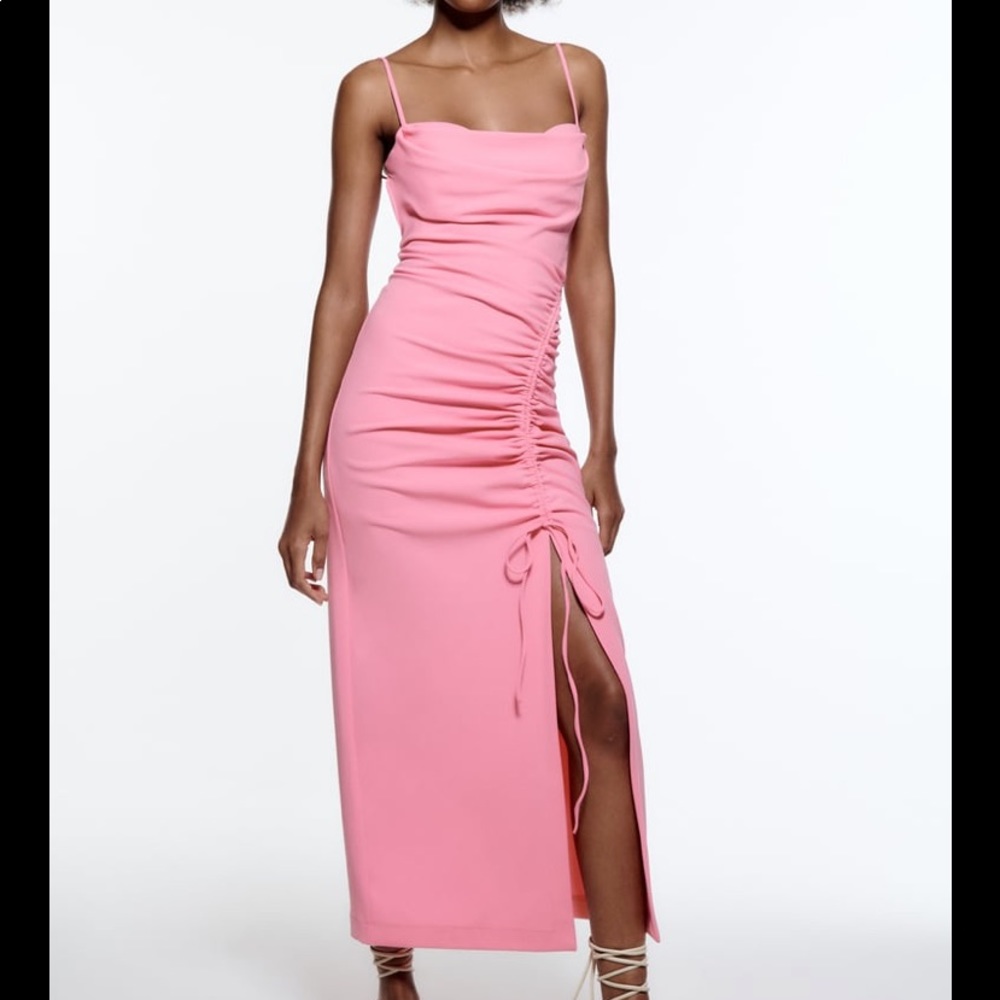 ZARA DRAPED MIDI DRESS